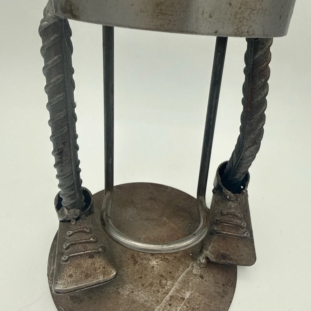 VTG H & K Metal Golfer Golf Wine Liquor Bottle Holder Steel/ Copper brutalist